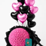 Black And Pink Rose Buquet