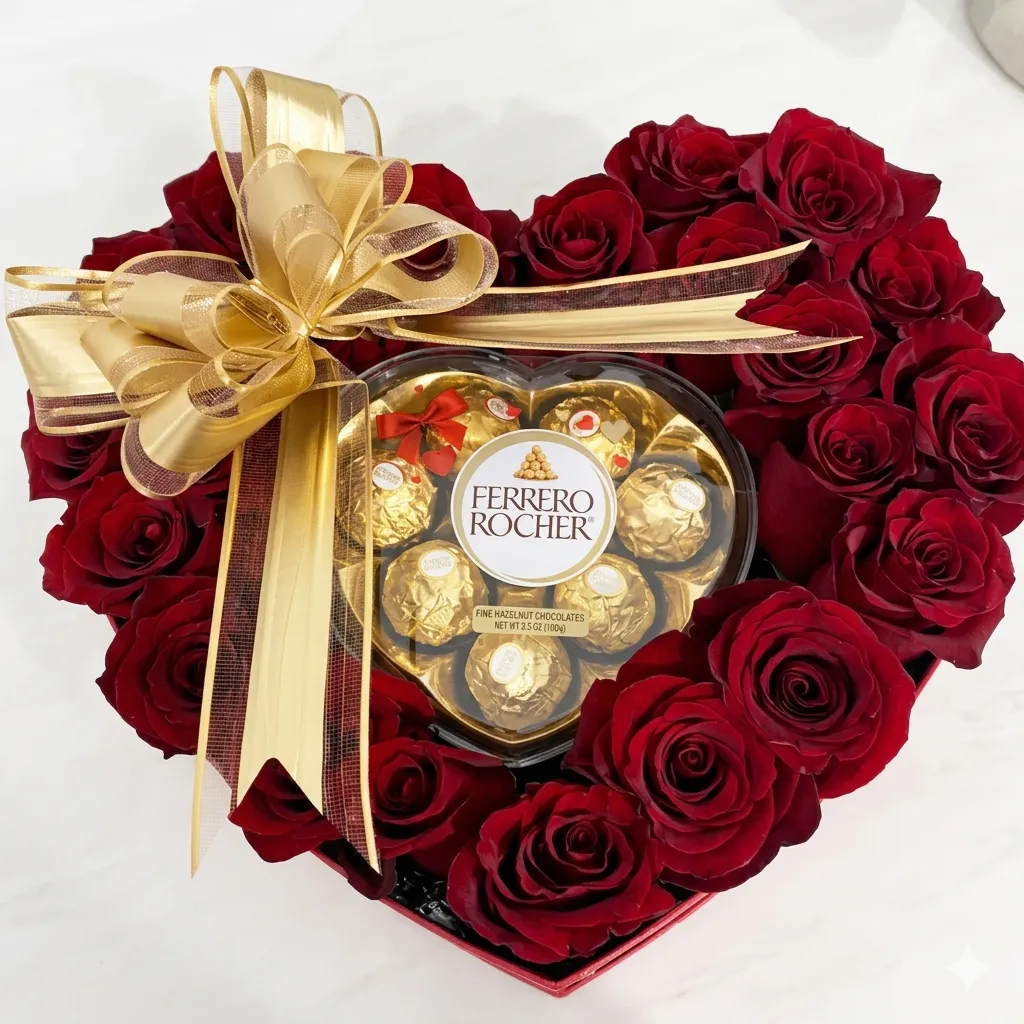 gemini_generated_image_3m2tjg3m2tjg3m2t. Jouri's heart with Ferrero Rocher chocolate - Image 1