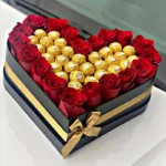 Enchanting rose heart with Ferrero Rocher chocolate